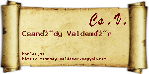 Csanády Valdemár névjegykártya